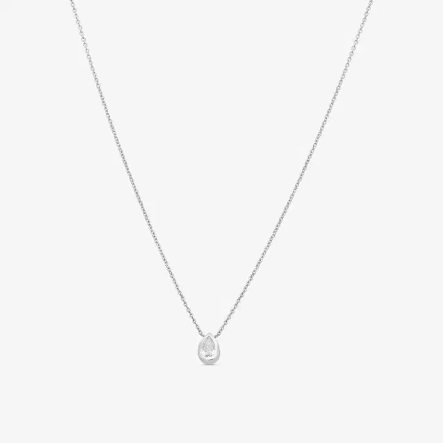 Roberto Coin Roberto Coin Tiny Treasures 18K White Gold Diamond Pear Pendant Necklace by The Solist