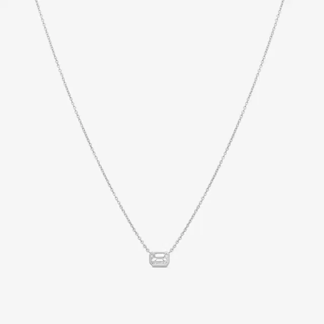 Roberto Coin Roberto Coin Tiny Treasures Emerald Cut 18K White Gold Diamond Pendant Necklace by The Solist