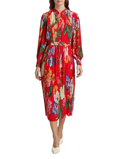 Elie Tahari Women's The Almada Floral Pleated Midi-Shirtdress | Thumbnail 2 Elie Tahari Women's The Almada Floral Pleated Midi-Shirtdress | Thumbnail 2