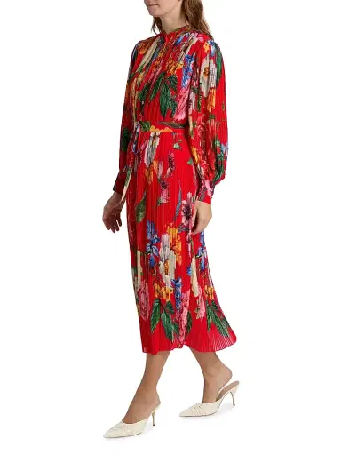 Elie Tahari Women's The Almada Floral Pleated Midi-Shirtdress | Thumbnail 4 Elie Tahari Women's The Almada Floral Pleated Midi-Shirtdress | Thumbnail 4
