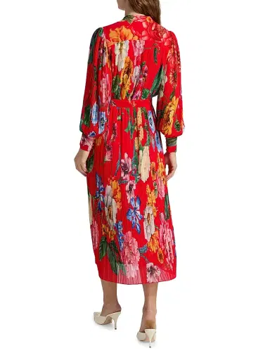 Elie Tahari Women's The Almada Floral Pleated Midi-Shirtdress | Thumbnail 5 Elie Tahari Women's The Almada Floral Pleated Midi-Shirtdress | Thumbnail 5