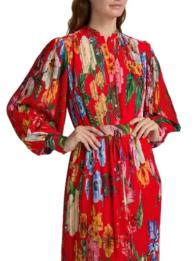 Elie Tahari Women's The Almada Floral Pleated Midi-Shirtdress | Thumbnail 6 Elie Tahari Women's The Almada Floral Pleated Midi-Shirtdress | Thumbnail 6
