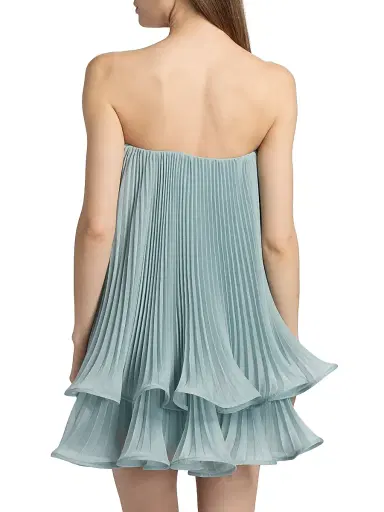 Amur Women's Dalia Pleated Strapless Babydoll Minidress - Aqua Sol - Size 10 | Thumbnail 5