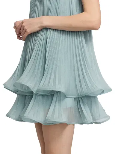 Amur Women's Dalia Pleated Strapless Babydoll Minidress - Aqua Sol - Size 10 | Thumbnail 6