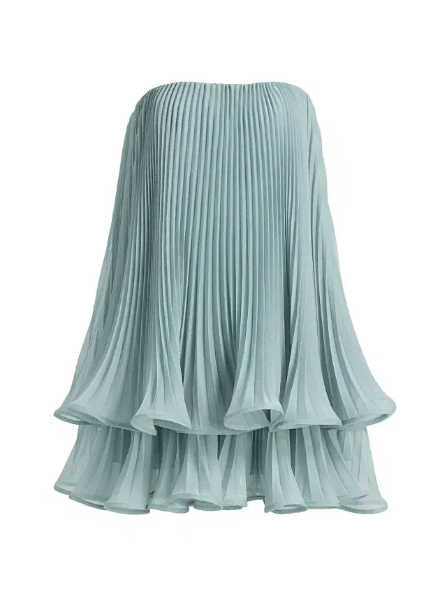 Women's Dalia Pleated Strapless Babydoll Minidress - Aqua Sol