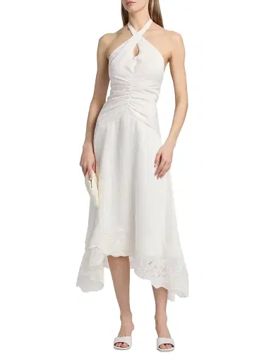 AMUR Women's Romee Embroidered Halter Maxi Dress - Seed Pearl | Thumbnail 3 AMUR Women's Romee Embroidered Halter Maxi Dress - Seed Pearl | Thumbnail 3