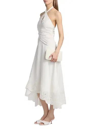AMUR Women's Romee Embroidered Halter Maxi Dress - Seed Pearl | Thumbnail 4 AMUR Women's Romee Embroidered Halter Maxi Dress - Seed Pearl | Thumbnail 4