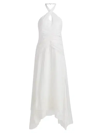 AMUR Women's Romee Embroidered Halter Maxi Dress - Seed Pearl | Thumbnail 1 AMUR Women's Romee Embroidered Halter Maxi Dress - Seed Pearl | Thumbnail 1