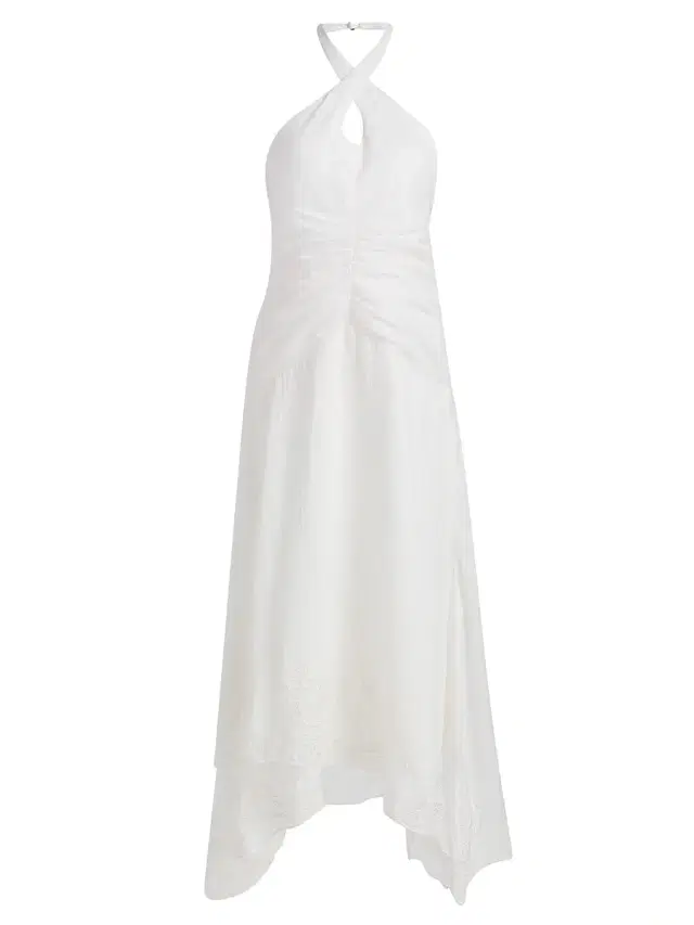 AMUR Women's Romee Embroidered Halter Maxi Dress - Seed Pearl
