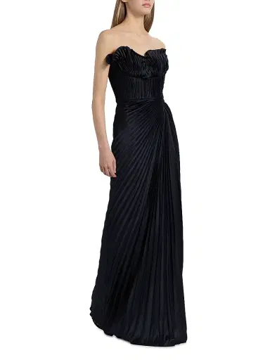 AMUR Women's Kaylani Pleated Gown - Navy | Thumbnail 2 AMUR Women's Kaylani Pleated Gown - Navy | Thumbnail 2