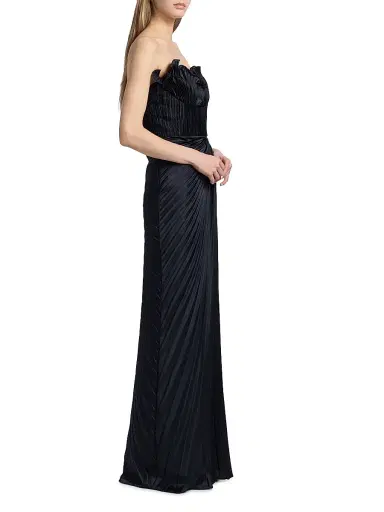 AMUR Women's Kaylani Pleated Gown - Navy | Thumbnail 4 AMUR Women's Kaylani Pleated Gown - Navy | Thumbnail 4