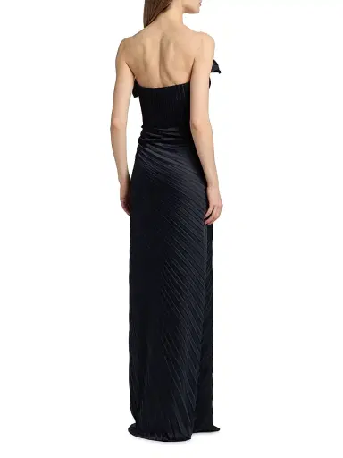 AMUR Women's Kaylani Pleated Gown - Navy | Thumbnail 5 AMUR Women's Kaylani Pleated Gown - Navy | Thumbnail 5