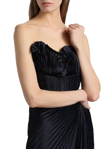 AMUR Women's Kaylani Pleated Gown - Navy | Thumbnail 6 AMUR Women's Kaylani Pleated Gown - Navy | Thumbnail 6