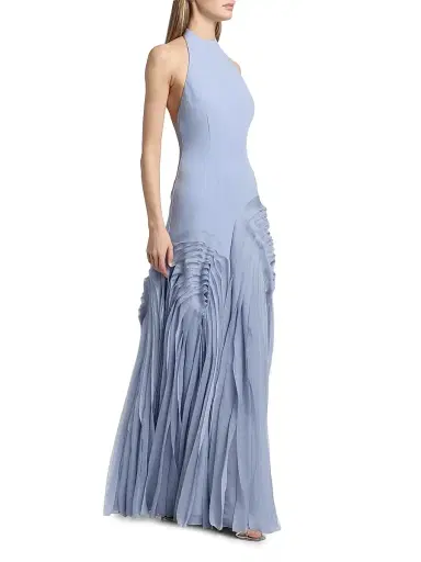 Amur Women's Elani Pleated Halterneck Gown - Moonjelly Glow - Size 10 | Thumbnail 2