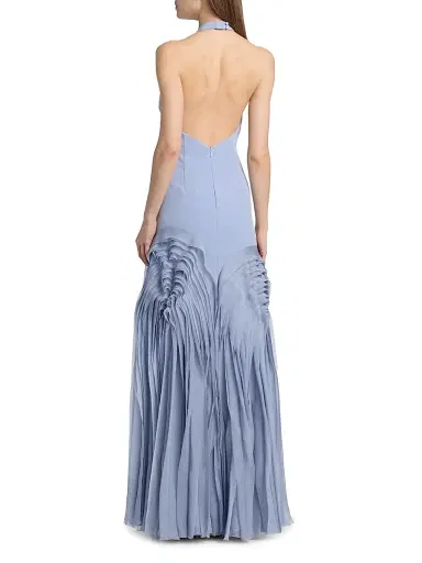 Amur Women's Elani Pleated Halterneck Gown - Moonjelly Glow - Size 10 | Thumbnail 5