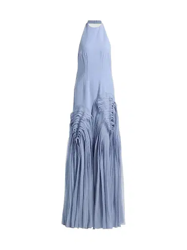 Amur Women's Elani Pleated Halterneck Gown - Moonjelly Glow - Size 10 | Thumbnail 1