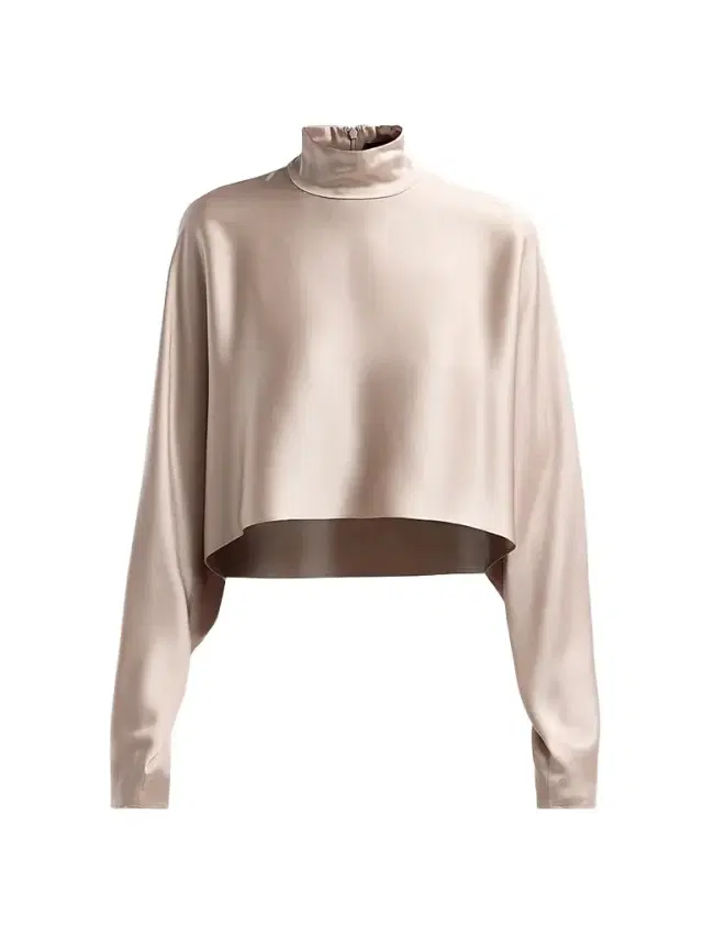 Women's Satin Caftan Top - Washed Silver