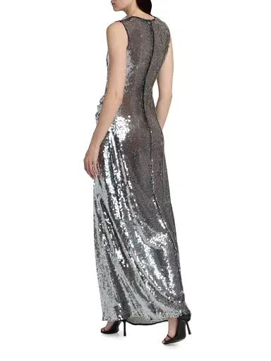 Lapointe Women's Sequined Draped Column Gown - Black - Size 12 | Thumbnail 5