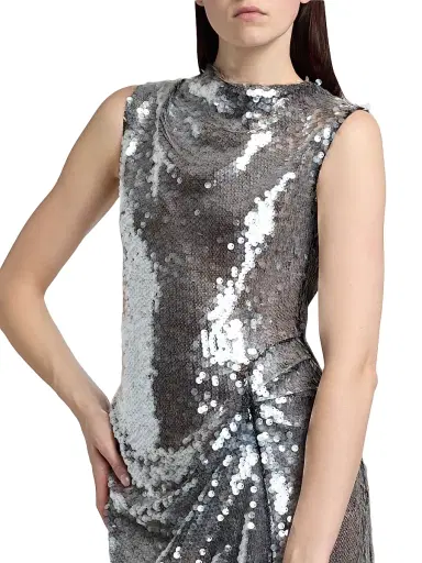 Lapointe Women's Sequined Draped Column Gown - Black - Size 12 | Thumbnail 6