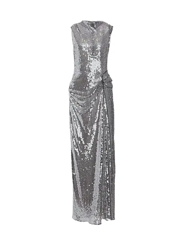 Women's Sequined Draped Column Gown - Black