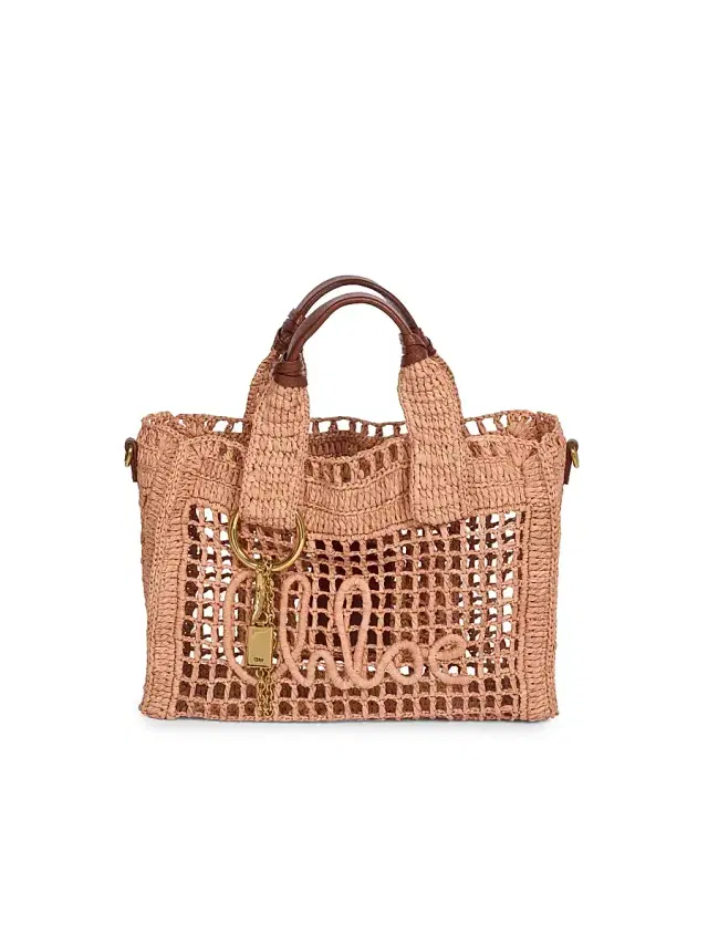 Chloé Women's Summer Banana Mini Raffia Top Handle Bag - Clay Brown
