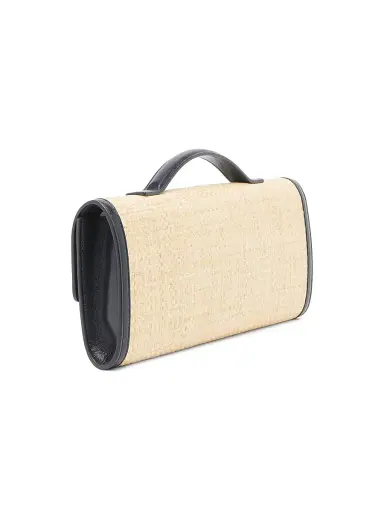 Bottega Veneta Women's Andiamo Leather Raffia Clutch | Thumbnail 3 Bottega Veneta Women's Andiamo Leather Raffia Clutch | Thumbnail 3