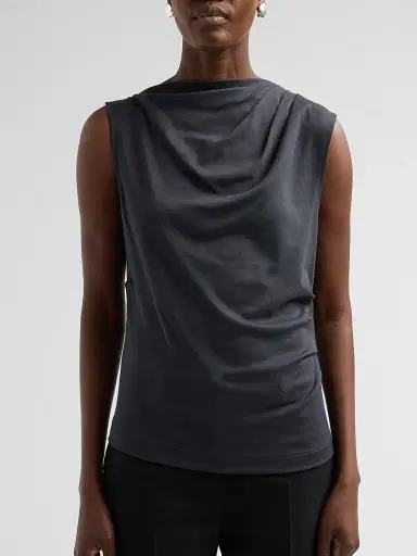 Vince Women's Draped Pima Cotton Top - Ink - Size XXS | Thumbnail 5 Vince Women's Draped Pima Cotton Top - Ink - Size XXS | Thumbnail 5