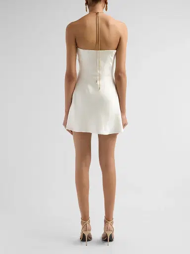 Retrofête Women's Ebba Satin A-Line Mini Dress - Cream Pearl Stone | Thumbnail 3 Retrofête Women's Ebba Satin A-Line Mini Dress - Cream Pearl Stone | Thumbnail 3