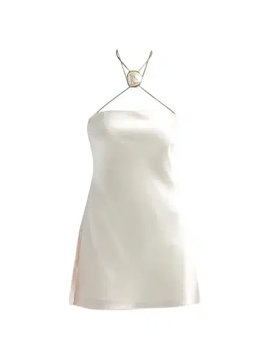 Retrofête Women's Ebba Satin A-Line Mini Dress - Cream Pearl Stone | Thumbnail 1 Retrofête Women's Ebba Satin A-Line Mini Dress - Cream Pearl Stone | Thumbnail 1