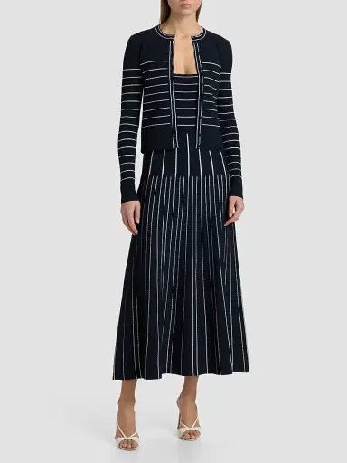 Adam Lippes Women's Faye Compact Jacquard Cardigan - Navy - Size Large | Thumbnail 2 Adam Lippes Women's Faye Compact Jacquard Cardigan - Navy - Size Large | Thumbnail 2
