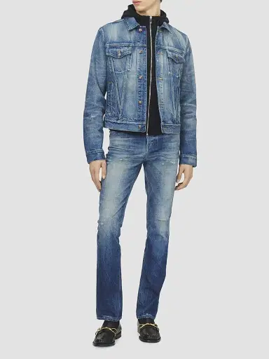 Alexander McQueen Men's Distressed Cotton Denim Jacket - Blue Washed - Size 44 | Thumbnail 2 Alexander McQueen Men's Distressed Cotton Denim Jacket - Blue Washed - Size 44 | Thumbnail 2