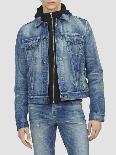 Alexander McQueen Men's Distressed Cotton Denim Jacket - Blue Washed - Size 44 | Thumbnail 3 Alexander McQueen Men's Distressed Cotton Denim Jacket - Blue Washed - Size 44 | Thumbnail 3