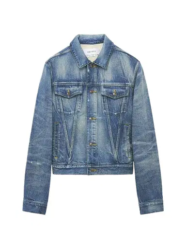 Alexander McQueen Men's Distressed Cotton Denim Jacket - Blue Washed - Size 44 | Thumbnail 1 Alexander McQueen Men's Distressed Cotton Denim Jacket - Blue Washed - Size 44 | Thumbnail 1