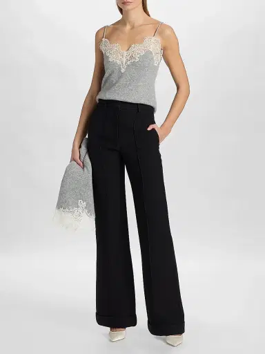 Adam Lippes Women's Beatrix Lace-Trim Cashmere Knit Cami | Thumbnail 2 Adam Lippes Women's Beatrix Lace-Trim Cashmere Knit Cami | Thumbnail 2