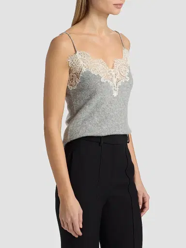 Adam Lippes Women's Beatrix Lace-Trim Cashmere Knit Cami | Thumbnail 4 Adam Lippes Women's Beatrix Lace-Trim Cashmere Knit Cami | Thumbnail 4