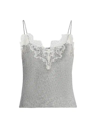 Adam Lippes Women's Beatrix Lace-Trim Cashmere Knit Cami | Thumbnail 1 Adam Lippes Women's Beatrix Lace-Trim Cashmere Knit Cami | Thumbnail 1
