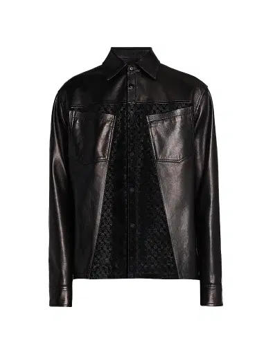 Alexander McQueen Men's Skull-Embossed Leather Jacket | Thumbnail 1