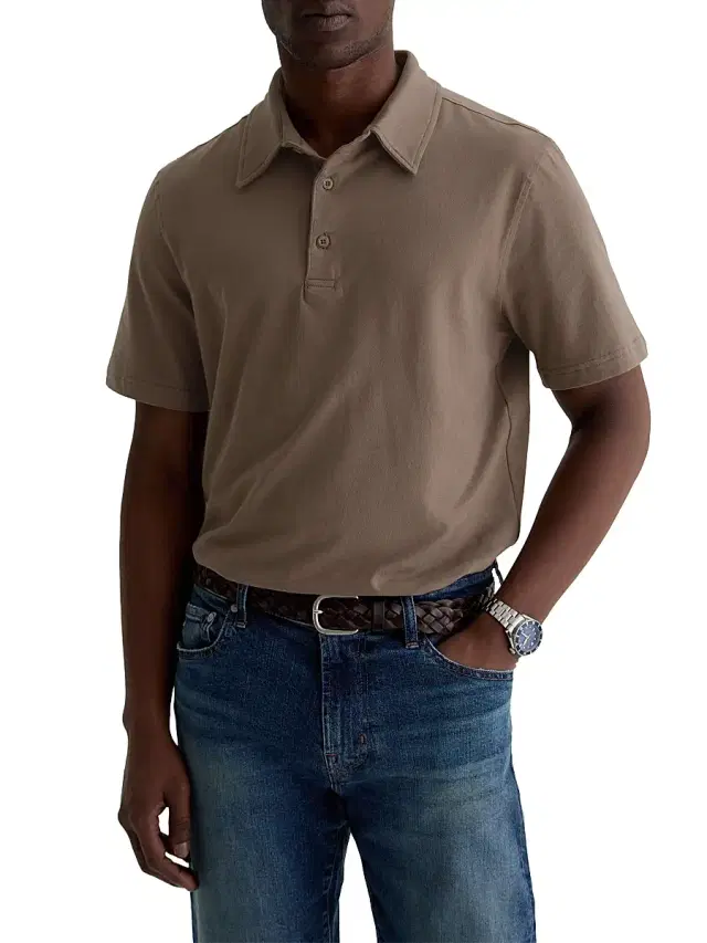 AG Jeans Men's Bryce Stretch-Cotton Polo Shirt - Soft Mushroom
