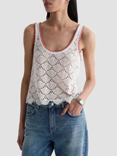 AG Jeans Women's Bianca Scalloped Cotton Crochet Tank | Thumbnail 4 AG Jeans Women's Bianca Scalloped Cotton Crochet Tank | Thumbnail 4