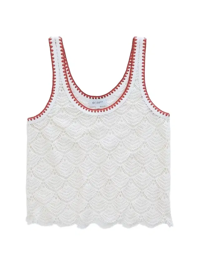 AG Jeans Women's Bianca Scalloped Cotton Crochet Tank - Powder