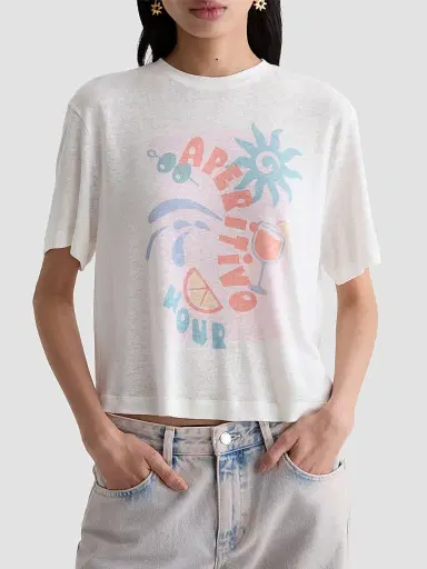 AG Jeans Women's Charli Graphic Crewneck T-Shirt - Aperitivo Hour | Thumbnail 4
