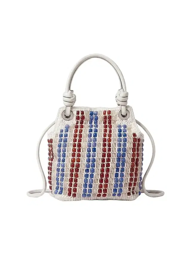 Veronica Beard Women's  Beaded Raffia Slouch Top Handle Bag - Off White