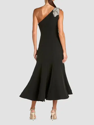 Mac Duggal Women's Petite One-Shoulder Mermaid Crepe Midi Dress - Black - Size Petite 12 | Thumbnail 2 Mac Duggal Women's Petite One-Shoulder Mermaid Crepe Midi Dress - Black - Size Petite 12 | Thumbnail 2