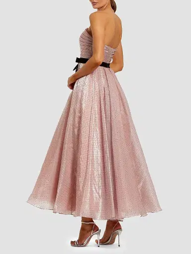 Mac Duggal Women's Petite Polka Dot Organza Strapless Cocktail Dress - Rose Pink - Size Petite 12 | Thumbnail 2