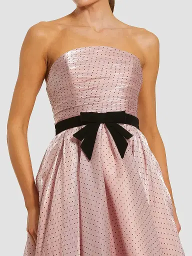 Mac Duggal Women's Petite Polka Dot Organza Strapless Cocktail Dress - Rose Pink - Size Petite 12 | Thumbnail 3
