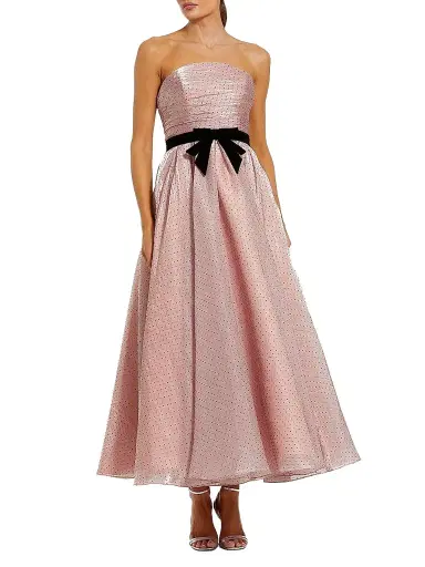 Mac Duggal Women's Petite Polka Dot Organza Strapless Cocktail Dress - Rose Pink - Size Petite 12 | Thumbnail 1