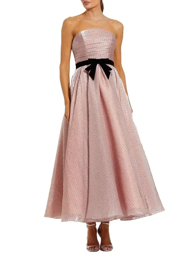 Mac Duggal Women's Petite Polka Dot Organza Strapless Cocktail Dress - Rose Pink Petite 12