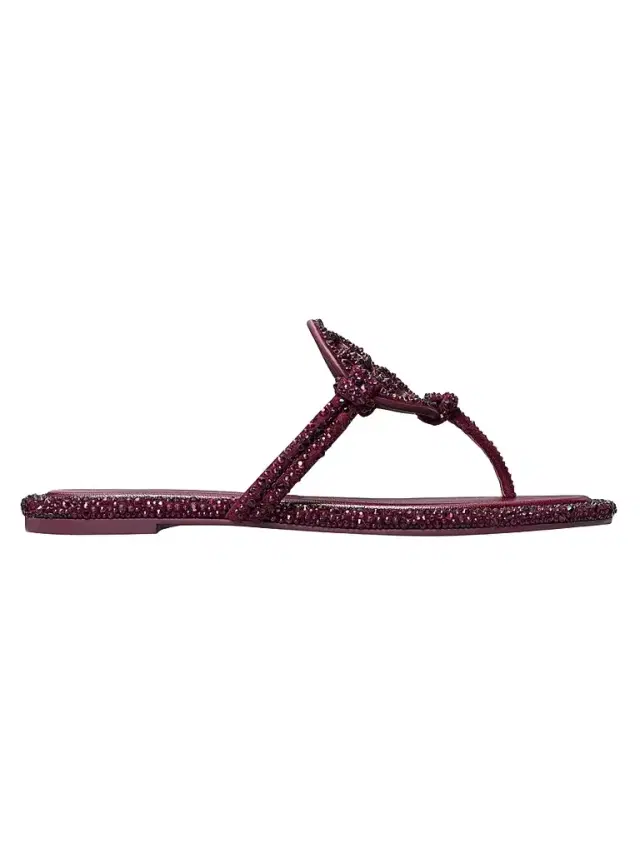 Tory Burch Women's Miller Knotted Flip-Flop Sandals - Dark Carmine