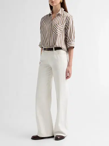 rag & bone Women's Lucia Striped Cotton Poplin Shirt - Brown Stripe - Size XL | Thumbnail 2 rag & bone Women's Lucia Striped Cotton Poplin Shirt - Brown Stripe - Size XL | Thumbnail 2