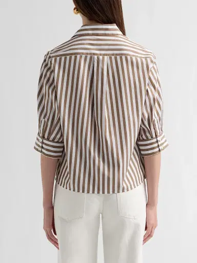 rag & bone Women's Lucia Striped Cotton Poplin Shirt - Brown Stripe - Size XL | Thumbnail 3 rag & bone Women's Lucia Striped Cotton Poplin Shirt - Brown Stripe - Size XL | Thumbnail 3